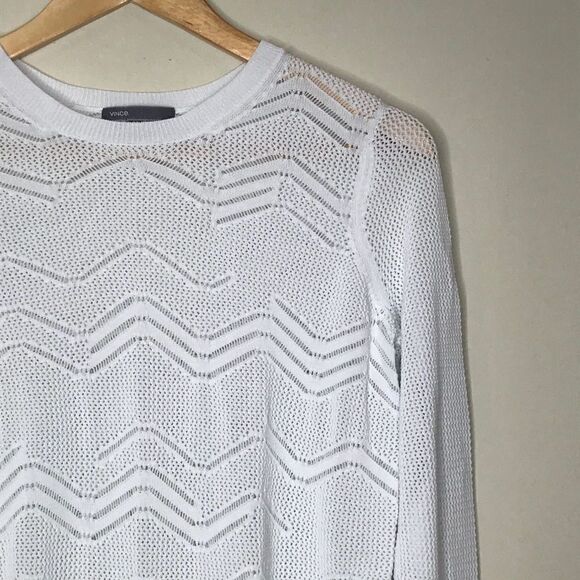 Vince Sz M White Perforated Sweater - Picture 1 of 6